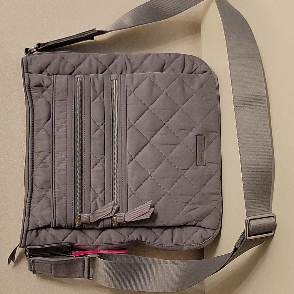 Vera Bradley Triple Zip Hipster Crossbody Bag in Performance Twill- Gray